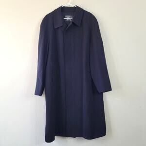 Burberry Vintage 90s Navy Wool Topcoat Men's Large